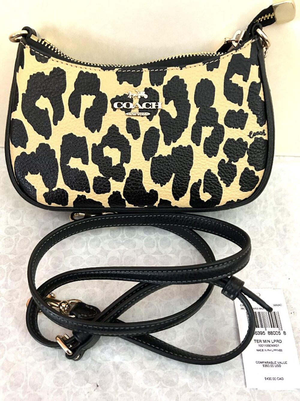 NWT Coach Teri Mini Crossbody Bag With Leopard Print CBG65